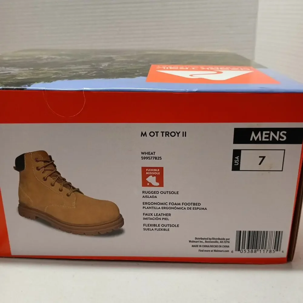 Ozark Trail Wheat Troy Boots Men's‎ Size 7 Rugged Outsole Faux Leather